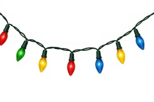 Glowing festive string lights sparkling against transparent backdrop, illuminating seasonal design elements