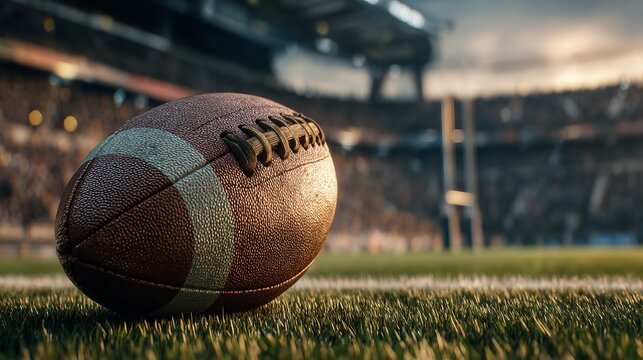 Rugby Ball on Stadium Field Symbolizing Olympic Sports