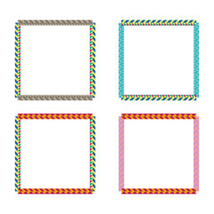 Multicolor tile borders. Color square frames. Geometric repeat shapes.