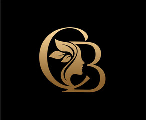Letter CB Beauty Face Nature Leaf Logo Design