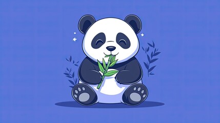 Cute panda enjoying a bamboo treat.