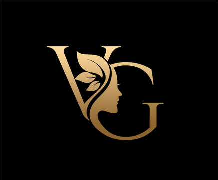 Letter VG Beauty Face Nature Leaf Logo Design