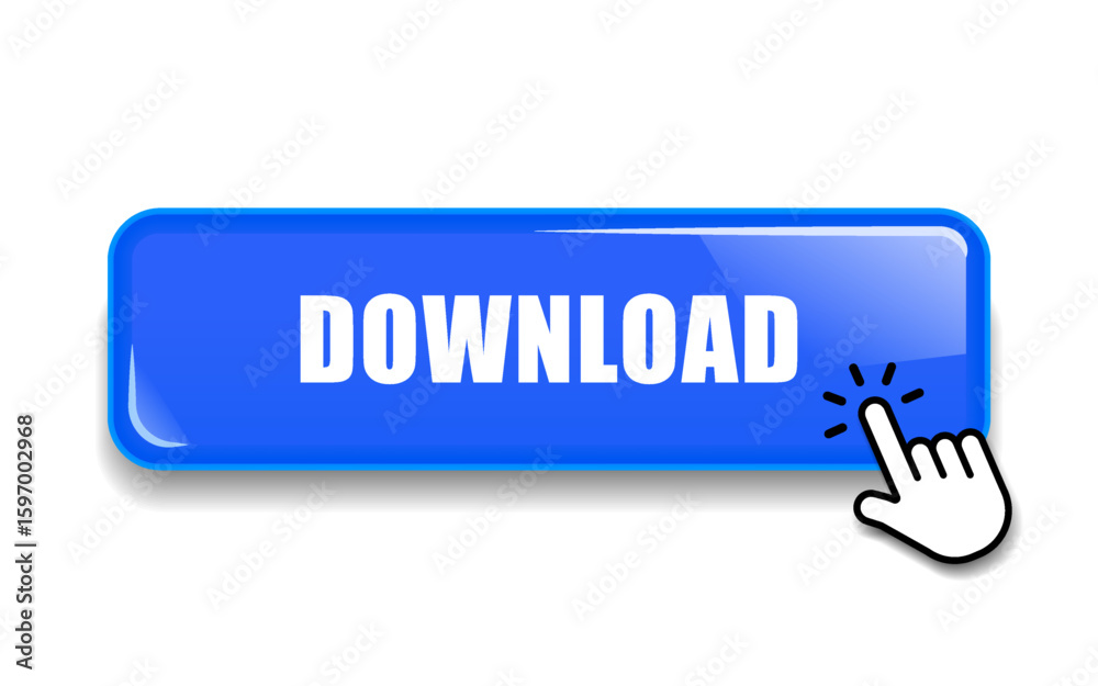 Fototapete 3d download button icon. upload icon. down arrow bottom side symbol. click here button. save cloud i