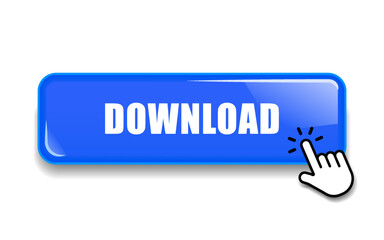 3D download button icon. Upload icon. Down arrow bottom side symbol. Click here button. Save cloud icon push button for UI UX, website, mobile application.