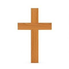 Simple wooden christian cross isolated on white background