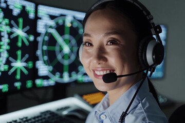 Focus and determination in air traffic control at a busy airport during the day