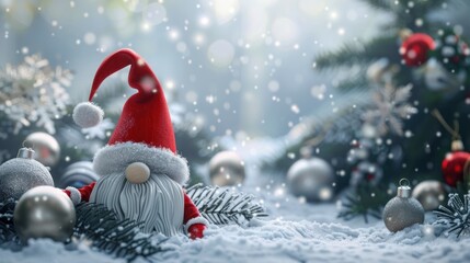 Festive Gnome in Snowy Winter Wonderland