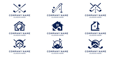 Bundle set Golf logo design template