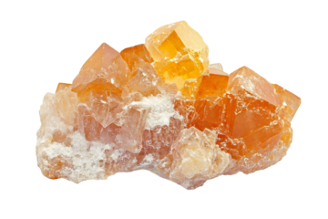 Vibrant cluster of orange calcite crystals with cubic formations, showcasing mineral elegance and captivating geological beauty, perfect for earth science and mineralogy enthusiasts