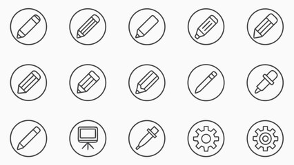 Artificial intelligence icons representing mechanical and intellectual ideas robot and gear icons set in outline style