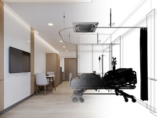 3d rendering of interior hospital  room