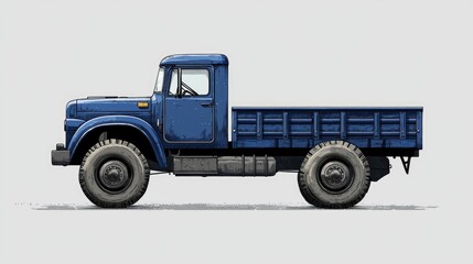 Fototapeta premium Side view of a vintage blue truck.