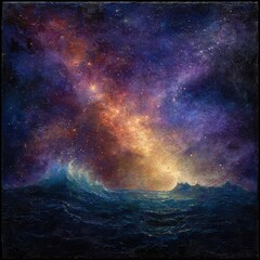 Fototapeta premium Stunning Milky Way Over Ocean At Night