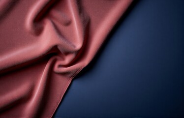 Dusty rose suede fabric, midnight blue background, macro velvet texture photography for elegant contrast and design styling