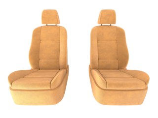 Front car seats isolated, yellow lather 