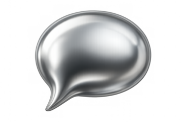 Metallic speech bubble gleaming with communication innovation, reflecting contemporary connection on clean transparent surface