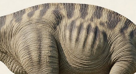 Close-up of a dinosaur's textured hide, showcasing its patterned skin.