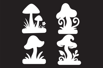 Collection of vector mushroom and toadstool outlines