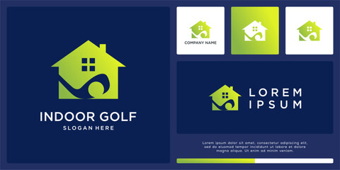 Indoor golf logo design template