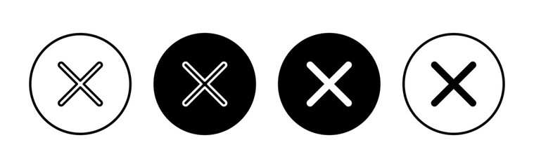 Close icon symbol for apps and websites. Delete sign and symbol. cross sign