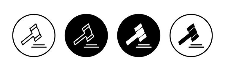 Gavel icon symbol for apps and websites. judge gavel sign and symbol. law icon. auction hammer