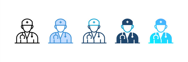 Physician icon set multiple style collection