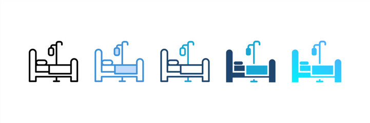 Hospital Bed icon set multiple style collection