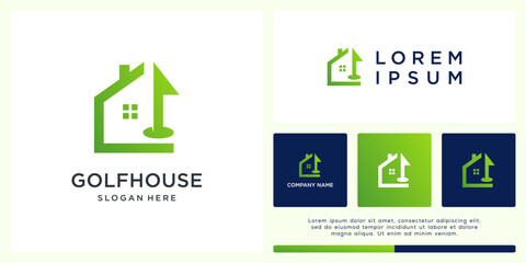 Modern golf logo design with house