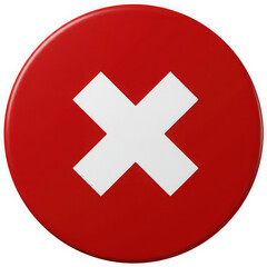 Obraz premium Red circle with white cross isolated on transparent background