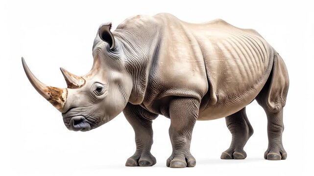 Majestic White Rhinoceros, Isolated Portrait, Wildlife Photography