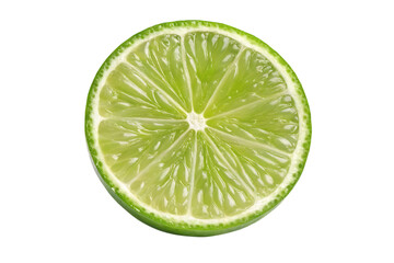 Vibrant half slice of a fresh green lime revealing juicy segments, perfect for summer drinks or a refreshing citrus flavor