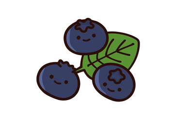 可愛いブルーベリーのキャラクターイラスト