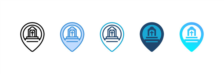 Cemetary icon set multiple style collection