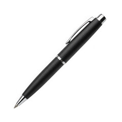 Black ballpoint pen isolated on transparent background