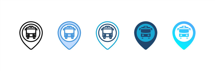 Bus Stop icon set multiple style collection