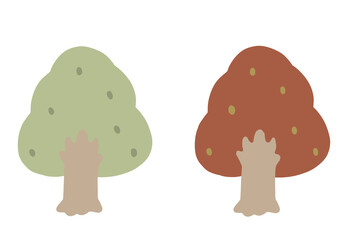北欧風の落ち着いた2色のシンプルな木のイラスト