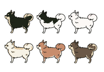 Obraz premium 横から見た可愛いロングコートチワワのマルチカラーイラスト