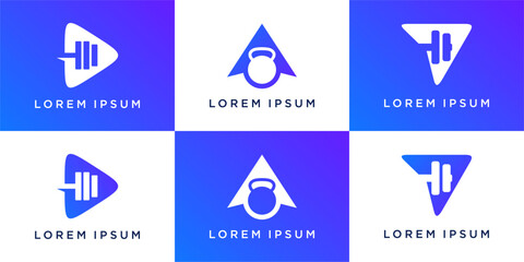 Set of Arrow fitness logo design combine