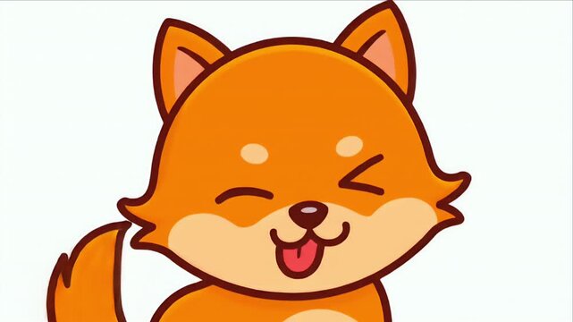Cartoon Shiba Inu face with winking eye and tongue out