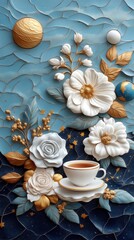 Floral Still Life with Coffee Cup