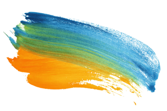 A vibrant stroke with colors seamlessly merging creating a harmonious gradient from yellow to blue