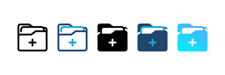 Health Record icon set multiple style collection