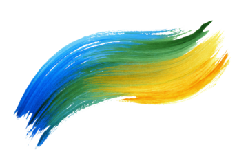 Watercolor brushstroke in shades of blue green and yellow  providing a dynamic and artistic element