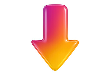 Translucent gradient downward arrow on transparent background, signaling direction or download process