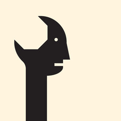 person as a tool  head shaped as a wrench