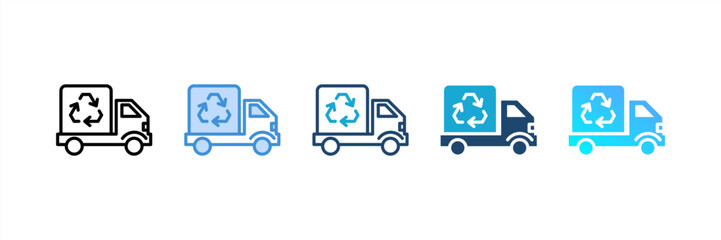 Fototapeta premium Recycle Van icon set multiple style collection