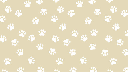 harming seamless vector pattern featuring adorable white paw prints on a soft, light beige background. Perfect for pet, baby, and textile designs