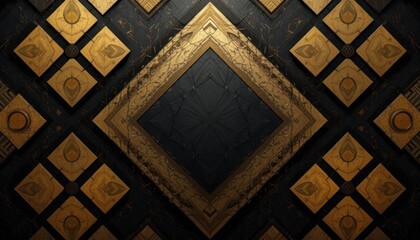 Abstract Gold and Black Geometric Pattern