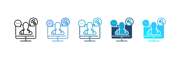 Doctor Consultation icon set multiple style collection