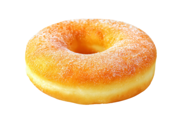 A sugar coated doughnut gleams its golden hue hinting at the fluffy tempting treat within A simple pleasure ready to brighten any day